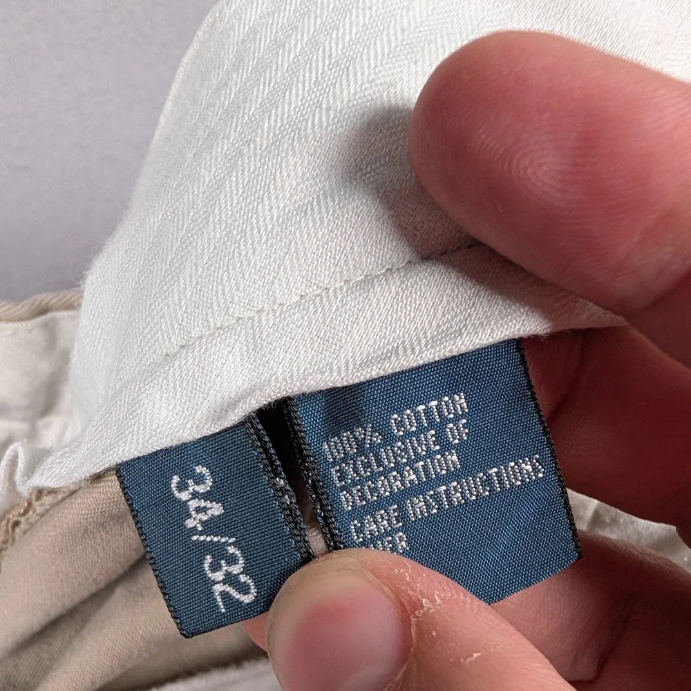 Vintage Polo Ralph Lauren Preston Pant Mens 34x32 Khaki‎ Chino Straight Pony Y2K